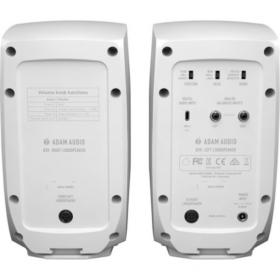 ADAM AUDIO D3V WHITE | 3.5" aktivni studijski monitor beli (par)